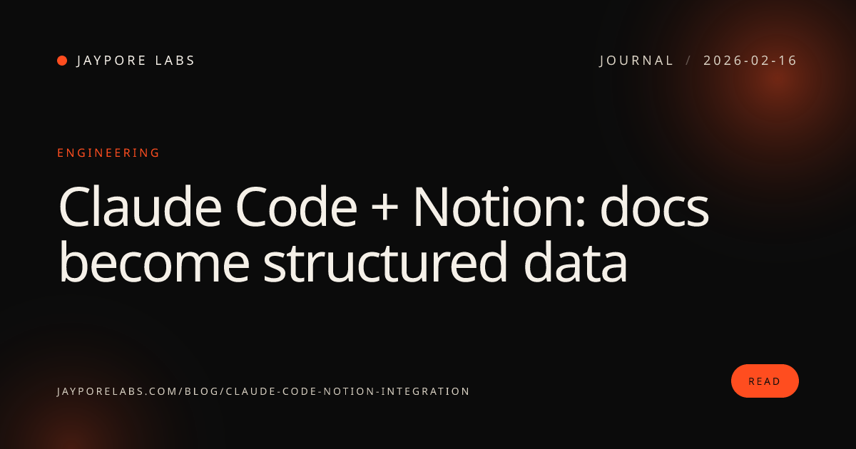 Claude Code + Notion: docs become structured data · Jaypore Labs